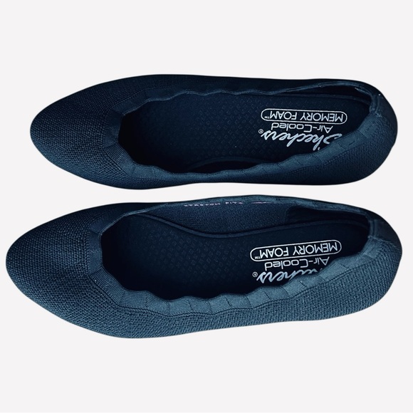 Sketchers Cleo Air Cooled Comfort Slip on Knit Black Light Ballet Flats Size 8.5 - Picture 6 of 11